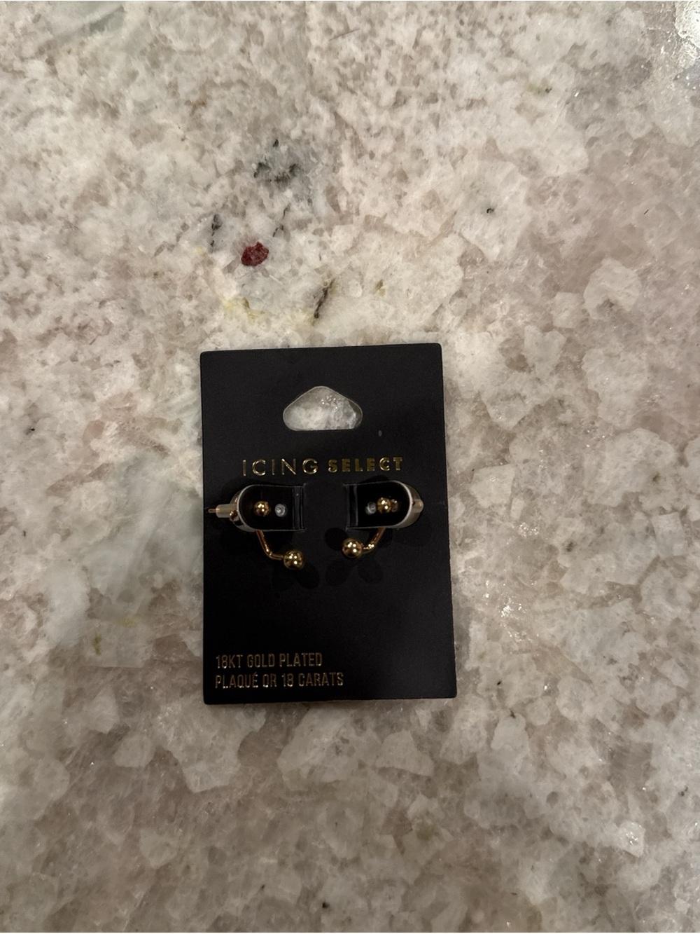 Icing Gold Tone Mini Hoop Earrings with Bead Detail